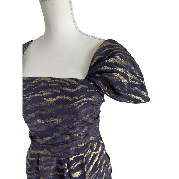 3.1 PHILLIP LIM Purple Gold Puff Sleeve Dress Size 4 - Picture 3 of 6